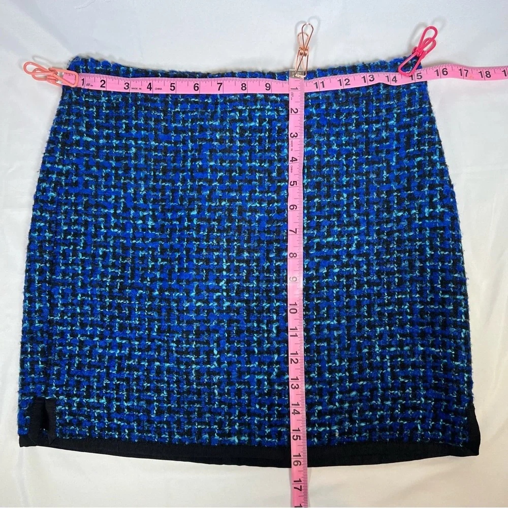 🎉HP🎉 J. Crew Blue Black Aqua Tweed Boucle Lined Mini Skirt Size 2